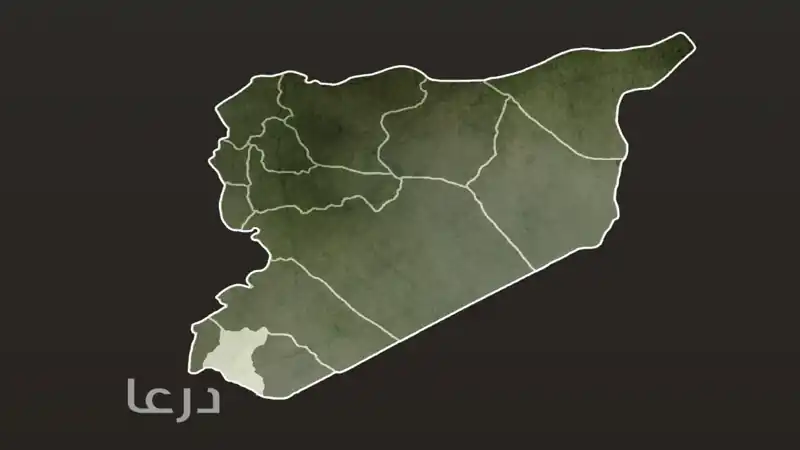 خريطة سورية مع إبراز محافظة درعا في الجنوب — صورة المقال المنشورة في العربي الجديد